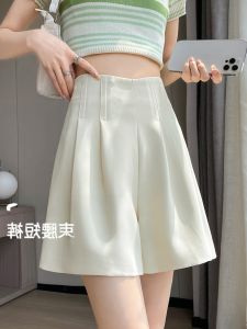 QIAONIAOGE | White Chiffon Suit Short Pants Women Summer Thin Pear Shape High Waist A-Line Wide Leg Skirt Pants Ice Silk Five Parts Pants