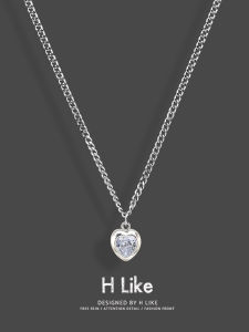 Blue Diamond Titanium Steel Necklace Couple Pendants Snake Bone Chain Fashionable Valentines Day Gift for Men And Women