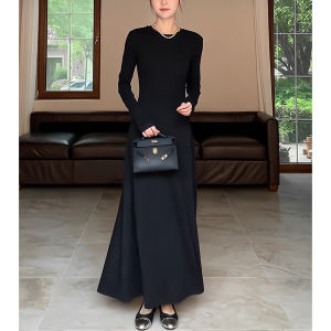 XIYUQI | French Simple Style Early Autumn Black Dress