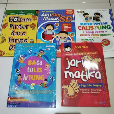 (Paket isi 5 Buku) 60 Jam Pintar Baca Buku Calistung Buku Jarimatika Buku Aku Siap Masuk Sd Buku Balistung (Buku Persiapan Masuk SD)