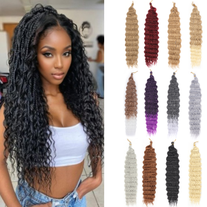 Deep Wave ผมโครเชต์สังเคราะห์ Passion Twist Braiding Hair Extension Afro Curls Water Wave Deep Twist Braid Hair Ocean Wave