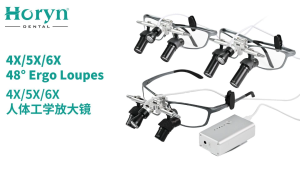 Horyn Dental 4X 5X 6X Magnifier 48° Ergonomic Surgical Magnifier Adjustable Brightness Ergonomic Design Portable Magnifier
