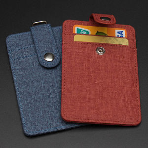 Neck Hanging Card Holder with Strap Multi-card Slots Business Card Organizer Anti-loss Leather ID Case