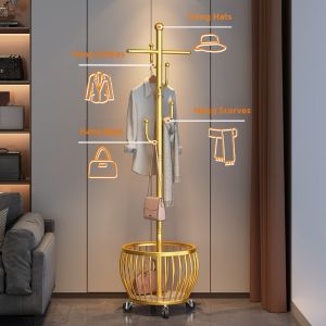 Home Movable Stand-Up Coat Rack and Bag Hanger
