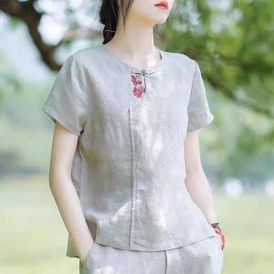 Lieoyuarn | Vintage Retro Style Womens T-shirt Short Sleeve Short