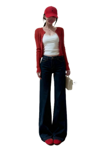 Extended Vintage Blue Bell Bottom Jeans Women Low Waist Slim Fit Non Sticky Leggings Casual Style Denim Pants Autumn Season