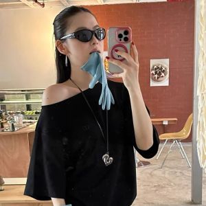 Trendy Sweet Cool Irregular Heart Pendant Necklace Womens Drawstring Adjustable Fashionable Sweatshirt Sweater Chain Alloy Material Fresh out Style Lockbone Chain for Female