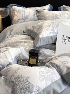 New 2025 Summer Ice Silk Bedding Set Smooth Naked Sleep Washed Bed Sheet Quilt Cover Dormitory Three Piece Set Bedding Four Piece Set