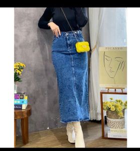 Rok Jeans Slom Wanita Denim Skirt Panjang / Rok Theana Viral / Rok Jeans Korean Style