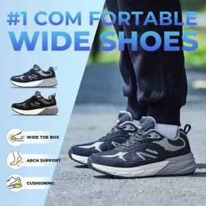 FitVille Wide Men Walking Shoes Casual Athletic Sneaker Foot Pain Relief Wide Width Arch Support Slip Resistant Rubber Outsole