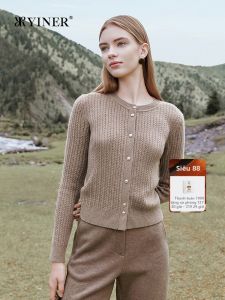 Áo Cardigan Len Cashmere Kiểu Đơn Giản Pháp cho Mùa Đông Albas