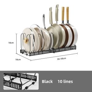 Pot Lid Holder Expandable Lid Rack Kitchen Lid Holder Drawer with 7 Adjustable Compartments Pot and Pan Lid Holder Kitchen
