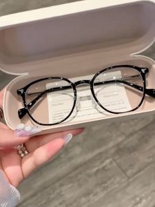 Kacamata Minus Photochromic Anti Radiasi Bingkai Bulat Gaya Computer Glasses Wanita