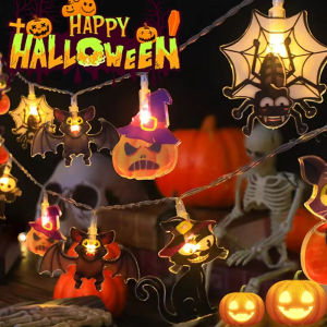 สตริงไฟฮาโลวีนฟักทองสยองขวัญแมงมุมปีศาจแบตเตอรี่โคมไฟฟ้าสตริงฮาโลวีนปาร์ตี้บ้านอุปกรณ์ตกแต่งสวนซัพพลาย