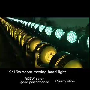 Heavy Duty 19*15Watt RGBW LED Moving Head Zooming DMX512 MAC Aura Light for KTV Clubs Events DJ Sound Beam