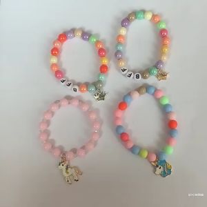 Cute BFF Bracelet for Kids - Personalized Name Jewelry with Unicorn or Crown Pendant for Girls and Boys