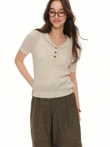 DUSHU | Detachable Customizable Elegant V-Neck Half Placket Knitwear