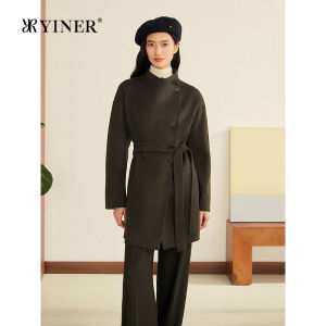 Asymmetric Slanted Placket Australian Merino Pure Wool Coat