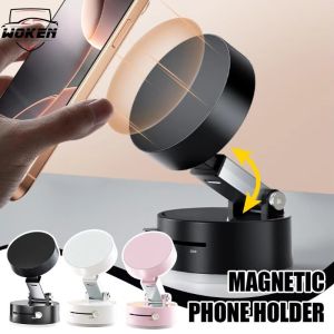 【WOKEN】New Powerful Vacuum Adsorption Car Phone Holder Double-Sided Suction Cup Magnetic Mobile Phone Holder 360° Rotation Foldable Navigation Holder