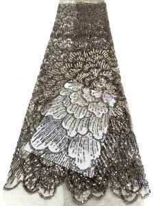 Wholesale Luxury African Lace Fabric Purple Beaded French New African Fabrics 2026 Sequins Tulle Lace Fabrics For Dresses Sewing