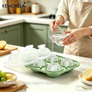 3D Silicone Crystal Spherical Ice Cube Mold With Funnel Mold Spherical Silicone Ice Cube Mold for Cocktail Whiskey Drink Brandy