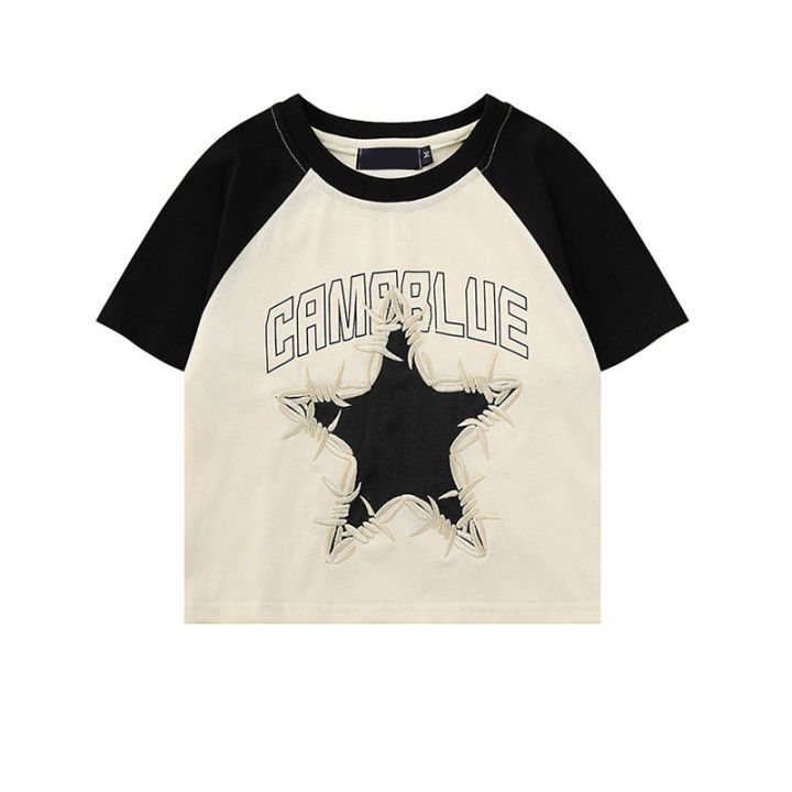 VEVE Y2k Korean Style Star Short Sleeve T-shirt Women Summer