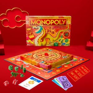 Monopoly Board Game Lunar New Year Celebration Edition Board Game Year of the Dragon Zodiac Wheel Spinner Family Games Ages 8+ 2-6 Players About 40 Mins.