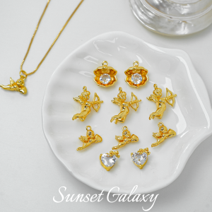 จี้เรือหอยทองชุบทอง DIY ทำมือ สร้อยข้อมือ สร้อยคอ เครื่องประดับ วัสดุ อุปกรณ์ จี้เรือหอย จี้รูปหัวใจ จี้รูปปีกนางฟ้า