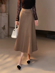 MANMI | Elegant Stylish A-line Skirt Khaki
