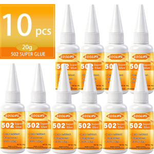 LOOLIFL | Loolifl502 Super Glue 20g Instant Cyanoacrylate Glue Quick-Drying Transparent Heat-Resistant Strong Adhesive Multi-Purpose Super Glue Suitable for Plastic Metal Rubber Ceramics Wood DIY Glue Model Making Home Repair Universal Quick-Drying...