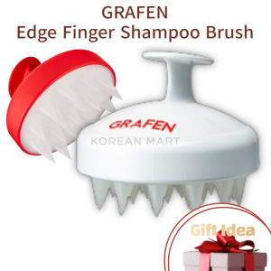 [GRAFEN] Edge Finger Shampoo Brush Red White - Scalp Massager Brush Improves Blood Circulation Relief Dandruff & Itchiness