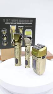 RESUXI | Resuxi New 3 in 1 All Metal Hair Clipper Hair Trimmer Electric Shaver Set for Baber Hair Cutting Machine Mens Grooming Tools