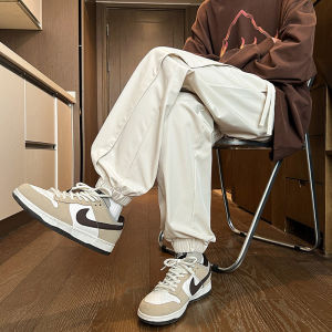 White Cargo Pants Mens Summer Thin Quick-Drying Outdoor Hiking Pants American Retro Straight-leg Ankle Banded Slacks