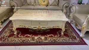 Bàn trà sofa phòng khách tân cổ điển dát vàng 1m5  mặt đá tự nhiên cao cấp