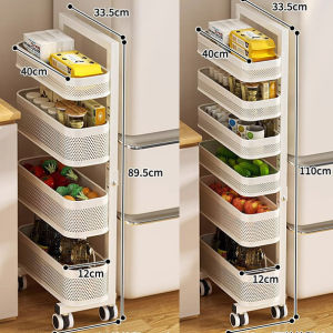 Adjustable Height Snack Storage Trolley Cart Slim Design