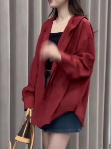 Fashionable Casual Hooded Shirt Womens Spring Summer 2025 New Arrival Elegant Beautiful Top Layered Korean Style Long Sleeve