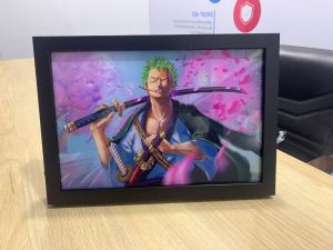 Tranh led lightbox tráng gương treo tường để bàn khổ 20x30cm in theo yêu cầu nhân vật anime manga game one piece zoro