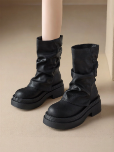 Agsdon | Thick Sole Mid-Calf Martin Boots for Women