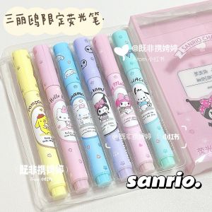 New 2025 Ultra Soft Head Fluorescent Pen Adorable Kurokos Memo Marker Pen High Aesthetic Value Cute Design for Note Taking