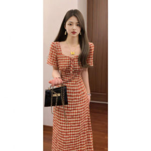 CHANGTONG | Summer Graceful Grid Waist Accentuating Dress