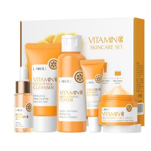 Skin Care Set Vitamin C Women Beauty Gift Sets Skin Care Kit with Cleanser Toner Serum Eye Cream Face Cream Travel Kit for Women Teen Girls Mom Daughter Birthday -friendly Sizes 5pcs