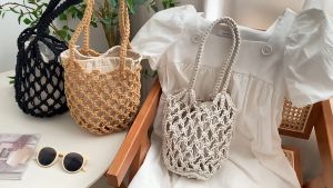 กระเป๋าเชือกถัก กระเป๋าเกาหลี กระเป๋า Minimal แบบน่ารัก มีถุงผ้าซับในให้ M115 - ราคาเช่นช่วง $15 - $25