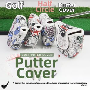 Custom Graffiti British Flag and Red Lips Pattern Textured PU Thickened Fleece Golf Putt Cover