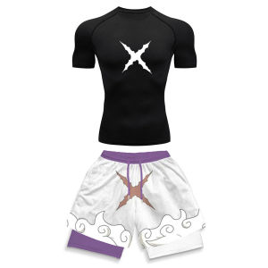 2025 Trendy Printed Compression Sports Suit Clothes Summer Mens Athletic Suit - Stylish Fitness Running Casual Two-Piece Set