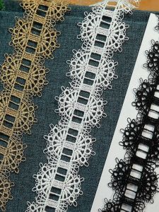 Black White Gold Perforated Lace 4cm