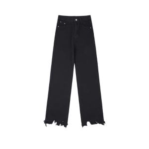 High Waist Wide Leg Jeans Women Loose Fit Straight Long Pants High Street Style Washed out Trousers for Young Adults