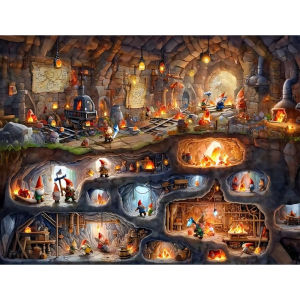 500/1000pcs Adult Puzzle - Large-Scale Intricate Fantasy World with Gnomes Dragons & Magical Creatures - Challenging 500pcs
