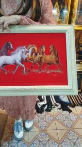 กรอบรูป ม้า ภาพม้า ม้ามงคล ม้าแปดเซียน 33x76ซม. ภาพเสริมฮวงจุ้ย เจริญก้าวหน้า รุ่งเรือง ร่ำรวย ของขวัญ ของที่ระลึก จัดฮวงจุ้ย แต่งบ้าน