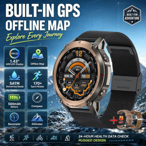 GUHUAVMI | Đồng Hồ Thông Minh Dành Cho Nam Nữ Ngoài Trời 5ATM Chống Nước GPS La Bàn Màn Hình AMOLED HD Pin 500mAh Cuộc Gọi Bluetooth Đồng Hồ Thông Minh Thể Thao