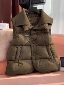 Korean Style Popular Knitted High-End Sensation Layering down Cotton Vest Womens Sleeveless Outerwear Tank Top for Autumn Winter